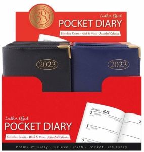 2023 Pocket Week To View Diary WTV Gilt-Edge Metal Corners