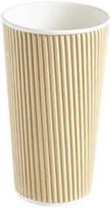 20oz Disposable Kraft Paper Cups Triple Walled Ripple Cups for Coffee Tea and Takeaway