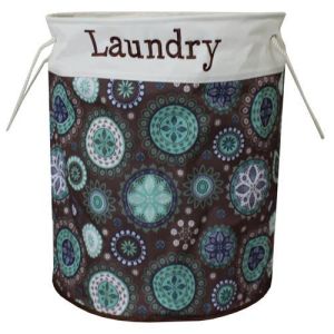 Pop-up Round Polyester Laundry Washing Basket With Rope Handles For Home Use In Brown Color