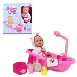 Bath Time Baby Doll Set with Bathing & Dolls Accessories Play Set