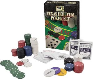 Poker & Blackjack Set Games Includes Poker Chips, Deck of Cards and Mat