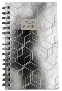Foil Printed Weekly Planner Spiral Bound Book Wiro Notebook Pad Work Home Play