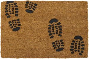 MantraRaj Eco-Friendly Rubber Embossed PVC Backed Coir Entrance Door Mat Footprints Design Doormats Non Slip Doormat Outdoor And Indoor Uses