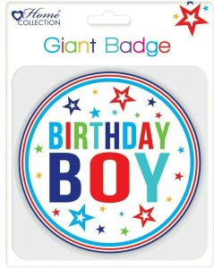 Giant Happy Birthday Party Large Badge Blue For Boy Male Approx Size 6 Inch