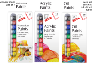 1 X PAINTS ACRYLIC WATER OIL ASSORTED COLOURS WATER BASED PAINT SET ARTIST ART CRAFT