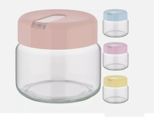 4 Pack Glass Storage Jar With Lids 400ml Kitchen Food Storage Container Organiser Dispenser Box