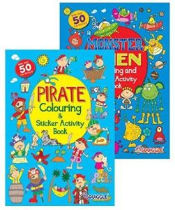 Squiggle My Fun Colouring and Sticker Activity Book Pirates & Monsters Kids Boys