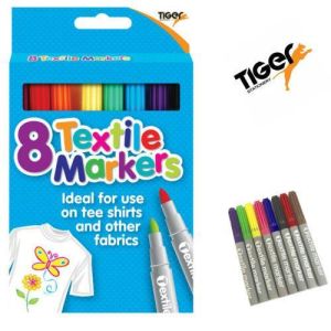 8 Textile Fabric T-shirt Markers Pens Non-Toxic Ink- 8 Assorted Colours clothes