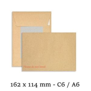 C6/A6 Manilla Hard Board Backed 'Please Do Not Bend' Envelopes Mailer 162x114 mm