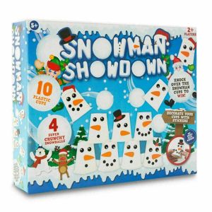 Snowman Showdown Knock Down Cup Challenge Fun Family Christmas Party Game