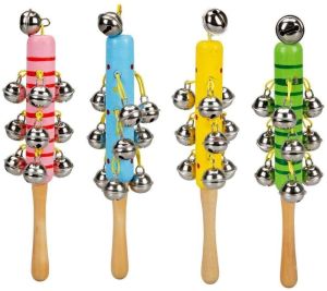 Groovy Tunes Wooden Handel Jingle Stick Bells Educational Kids- Assorted