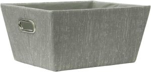 Rectangular Cardboard Organiser Storage Basket With Metal Handles For Home, Office Use Grey Color