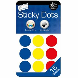 288x Multi Coloured 19mm Self Adhesive Sticky Dots