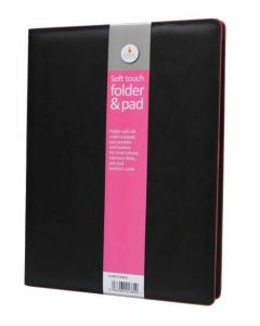 A4 PU Leather Portfolio Conference Folder Organiser Case Soft Padded Pink