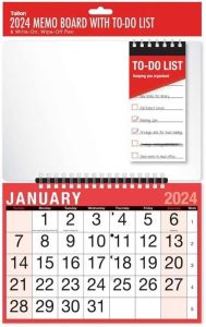 MantraRaj 2024 Spiral Bound Memo Board Calendar, To Do List & Write on Wipe Off Pen - Work Office Home Memo Calendar for Home Business Office School