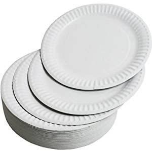 100 x White Plastic Plates Round 18cm 7" Tableware Party Birthday Disposable New