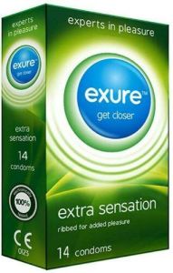 14 x Exure Ribbed Sensation Condoms Contraception Mens DISCREET PACKAGING