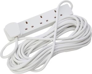 4 Gang Way Power Adapter Extension Lead UK Socket Plug Cable 10 Meter(White)