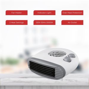 2000W Electric Fan Heater Cool Air Option Safety Feature Adjustable Thermostat