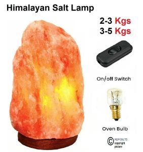 100% Natural Himalayan Shape Salt Lamp With Wooden Base & ON/OFF Switch For Birthday Gift In 2 Size