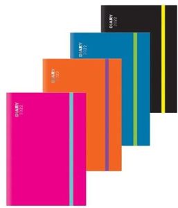 2022 A5 Week to View Diary WTV Hardback Casebound Elastic Strap X 1 Assorted