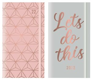 2022 Week to View Slim Diary Padded Cover Elastic Closure Planner Organiser Office