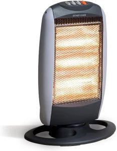 Oscillating Halogen Heater 1200w With Tip Over Cut-Out 3 Heat Settings Infrared Indoor Electric Heater