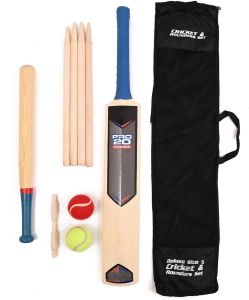 2-in-1 Size 5 Cricket & Rounders Set With Mesh Carry Bag Outdoor Garden Games 