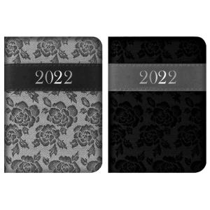 2022 Pocket Diary Week to View WTV Embroidered Two-Tone Roses Design