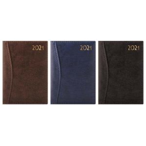 2021 A5 Diary Day a Page DAP Leatherette Executive Diary Soft Leather Effect - Colour at Random Sent D-Range Embossed and Stitched Home Office Desk