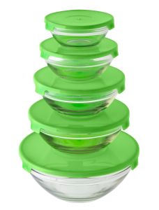 5x Glass Bowls Food Storage Kitchen Container Organizer Salad Dessert Serving