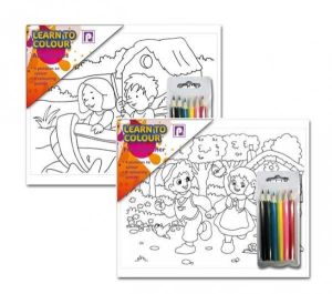 Learn to Colour with 6 Colouring Pencils Pictures with Outline colour sets