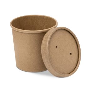 Brown Kraft Paper Cups with Lids  (340ml/12ozxPack of 50)