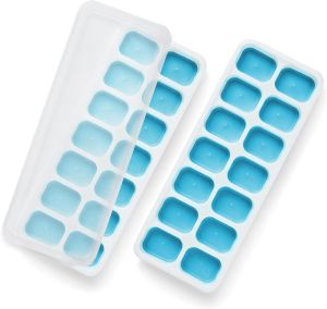 MantraRaj 3pk Silicone Ice Cube Trays with Non-Spill Lids Easy to Remove Ice Cube Tray With Ice Tongs