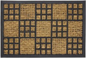 Non Slip Chequer Coir Rubber Door Mat Welcome Indoor Outdoor Doormats