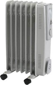 7 Fin Oil Filled Radiator 1500w with Adjustable Thermostat And 3 Heat Settings White