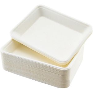 50 X ECO Biodegradable White Bagasse Chip Trays Party Disposable Take away Plates