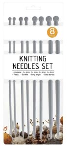 8pc Plastic Knitting Needle Set 25cm x 4mm - 5mm - 6mm - 8mm Crocheting Crafting