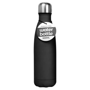 500ml Stainless Steel Drink Bottle Juice Water Bottle Flask Vacuum Insulated Sports Flask Great for Work, Gym, Travel - Black