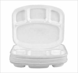 Compartment Plates White Foam Polystyrene Disposable 26cm Party Plate 4 Sections