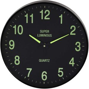 12 Inch Round Shape Wall Clock Glow In The Dark With Hangig Hole Use Home, Office 2 Color