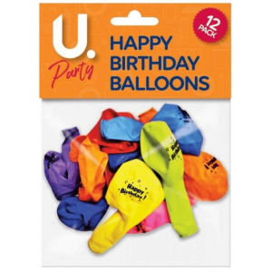 12 HAPPY BIRTHDAY BALLOONS