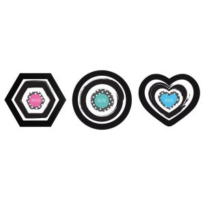 Vintage Style Pack of Trio Round, Heart & Hexagon Shape Black Colour Photo Frame