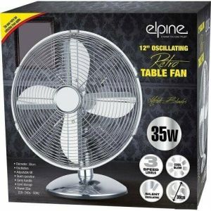 New Oscillating 12 Tilt Desk Table Cooling Fan Portable Retro Chrome Home/Office 