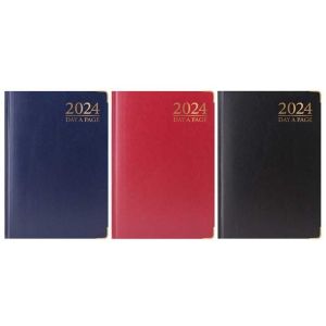 2024 A6 Day A Page Diary Padded Hardback Cover With Metal Corner Planner DAP