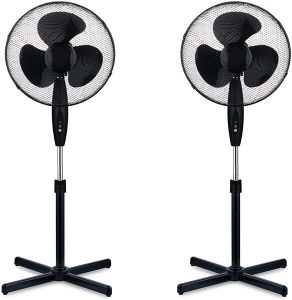 2x NEW 16" Oscillating Extendable Free Standing Tower Pedestal Cooling Fan BLACK