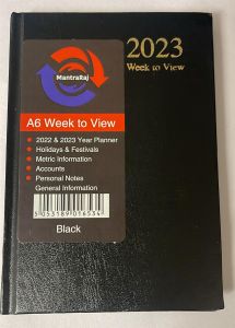 2023 A6 Week To View Diary WTV With Hourly Slots For Week Days (Black)