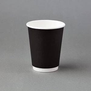 Black Double Wall Disposable Kraft Paper Cups for Hot Drinks or Cold Drinks(100, 8oz)