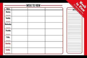 Weekly Planner Organiser Memo Dry Wipe Notice Board Time Table Erasable Marker