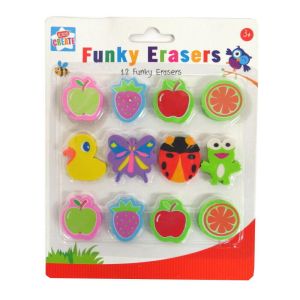 Funky Shaped Coloured Eraser Pack Of 12 By Kids Create Perfect Size For Kids